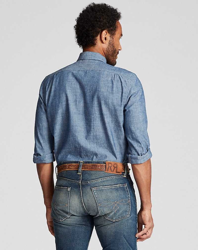 Camisas Formales Ralph Lauren Slim Fit Chambray Hombre Azules | JNOTMCI-86 - vista 5