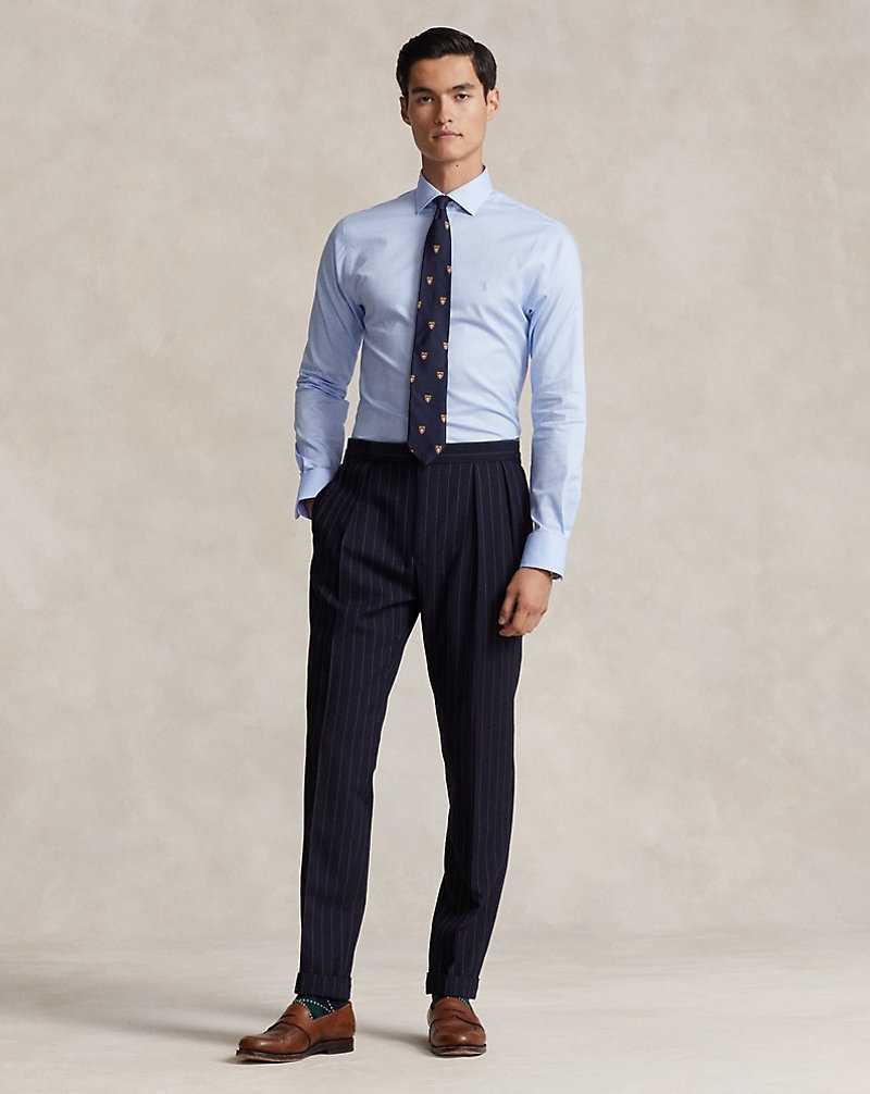 Camisas Formales Ralph Lauren Slim Fit Dobby Hombre Blue/White | PJZBMYX-12 - vista 3