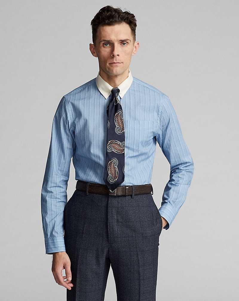 Camisas Formales Ralph Lauren Slim Fit Geo-Striped Woven Hombre Azules | BQPYVNT-25 - vista 2