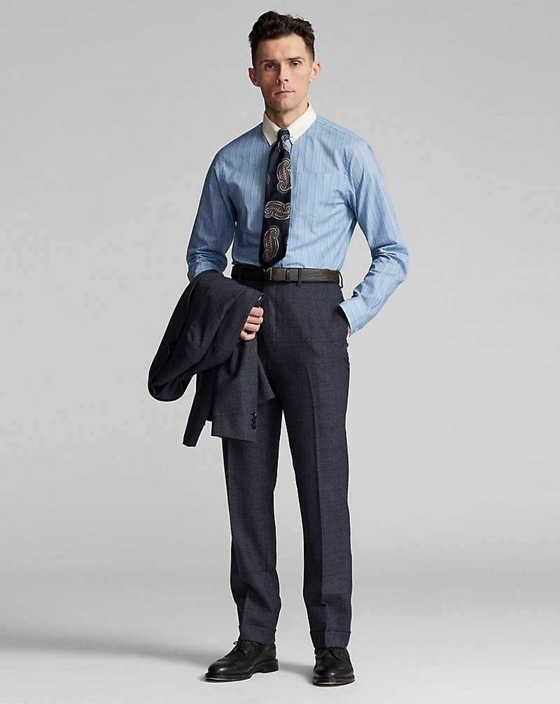 Camisas Formales Ralph Lauren Slim Fit Geo-Striped Woven Hombre Azules | BQPYVNT-25 - vista 3
