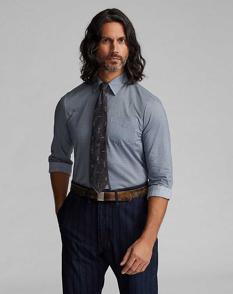 Camisas Formales Ralph Lauren Slim Fit Print Woven Hombre Azules | PYZSMBK-82 - vista 2