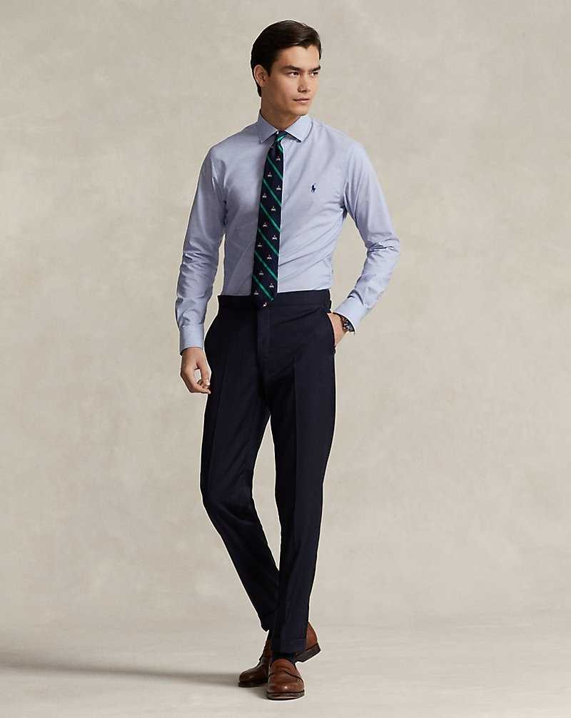 Camisas Formales Ralph Lauren Slim Fit Poplin Hombre Azules | HUIRJQT-32 - vista 3