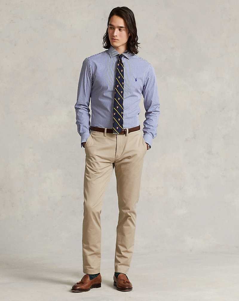 Camisas Formales Ralph Lauren Slim Fit Poplin Hombre Royal/White | WSDGJKH-09 - vista 3