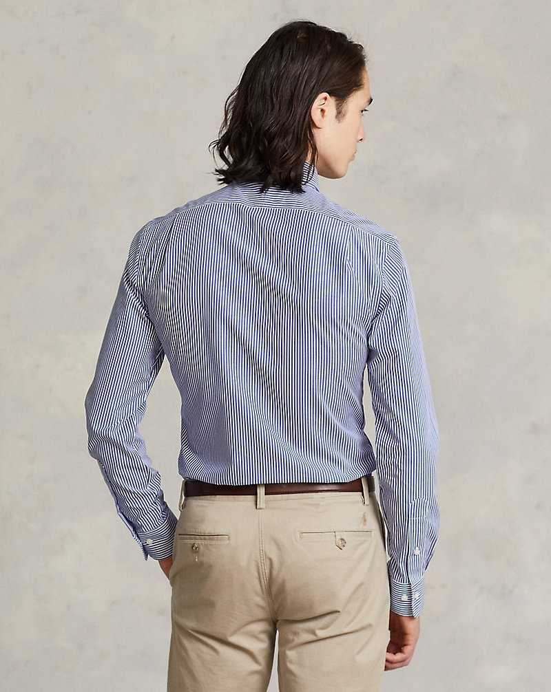 Camisas Formales Ralph Lauren Slim Fit Poplin Hombre Royal/White | WSDGJKH-09 - vista 4