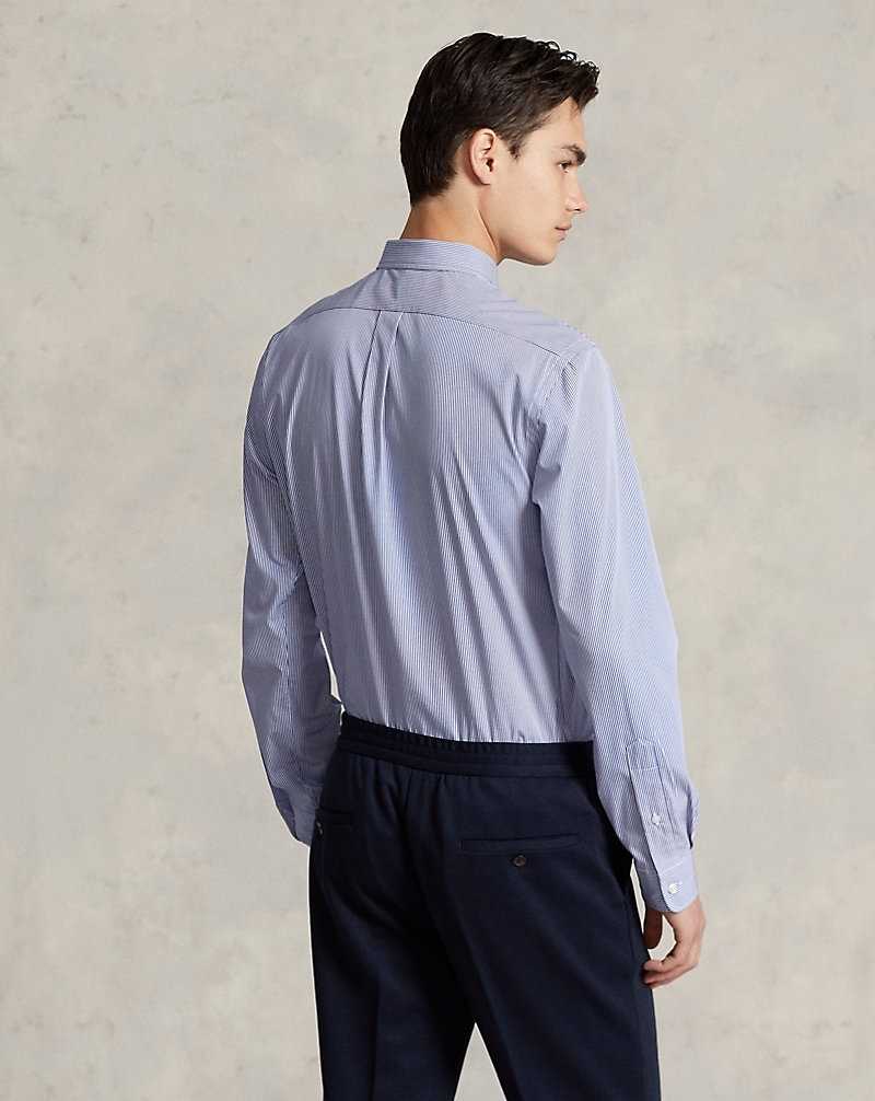 Camisas Formales Ralph Lauren Slim Fit Striped Stretch Poplin Hombre Blue/White | NJGBVKR-28 - vista 4