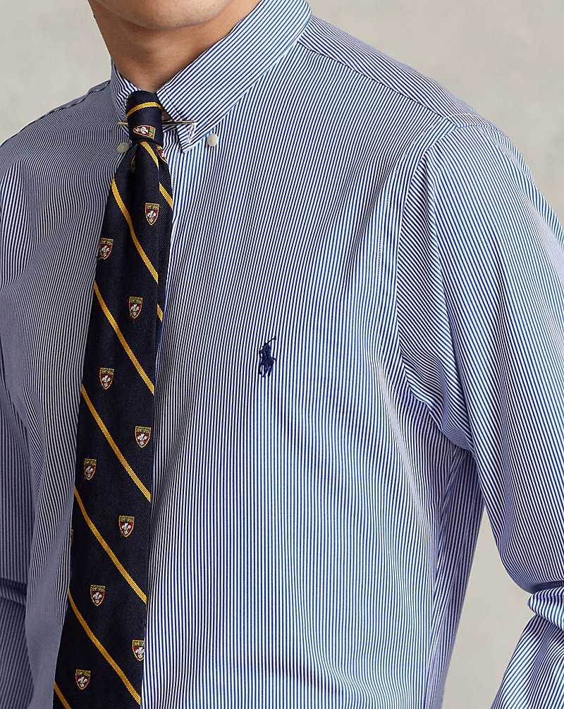 Camisas Formales Ralph Lauren Slim Fit Striped Stretch Poplin Hombre Blue/White | NJGBVKR-28 - vista 5