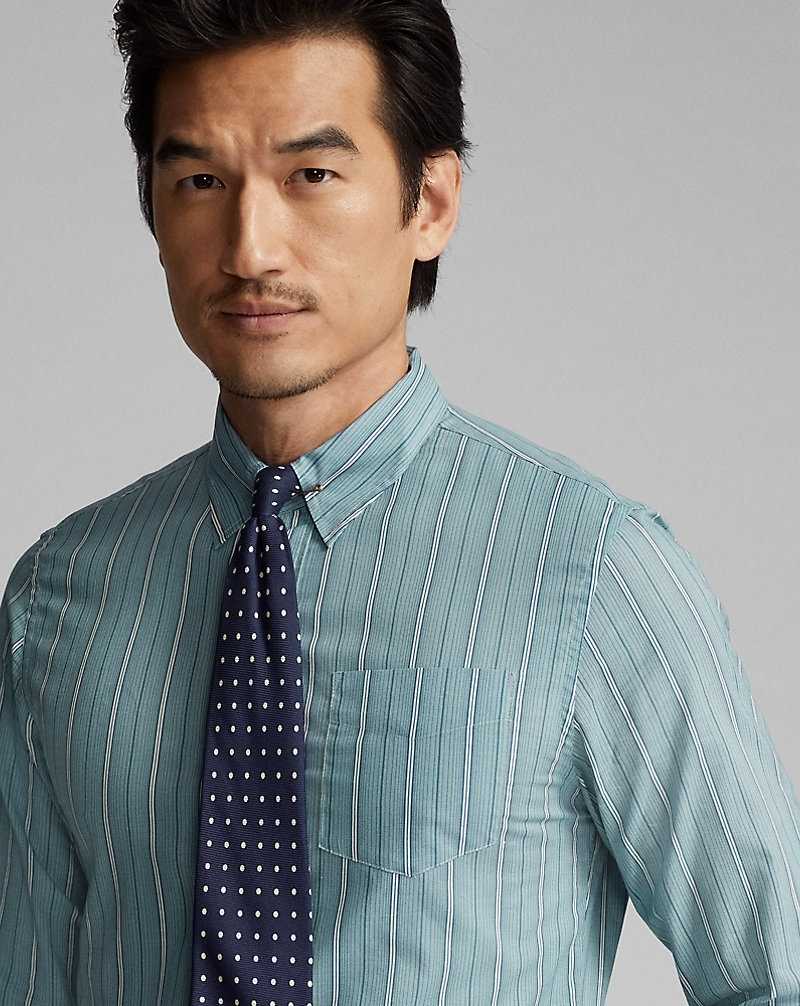 Camisas Formales Ralph Lauren Slim Fit Striped Woven Hombre Azules | QFDYUOA-27 - vista 5