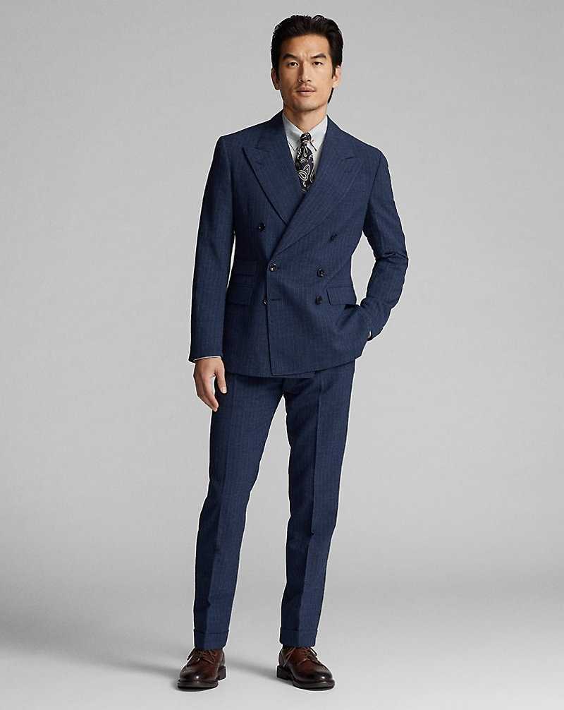 Camisas Formales Ralph Lauren Slim Fit Stripe-Print Woven Hombre Azules | YBZQOLA-54 - vista 3