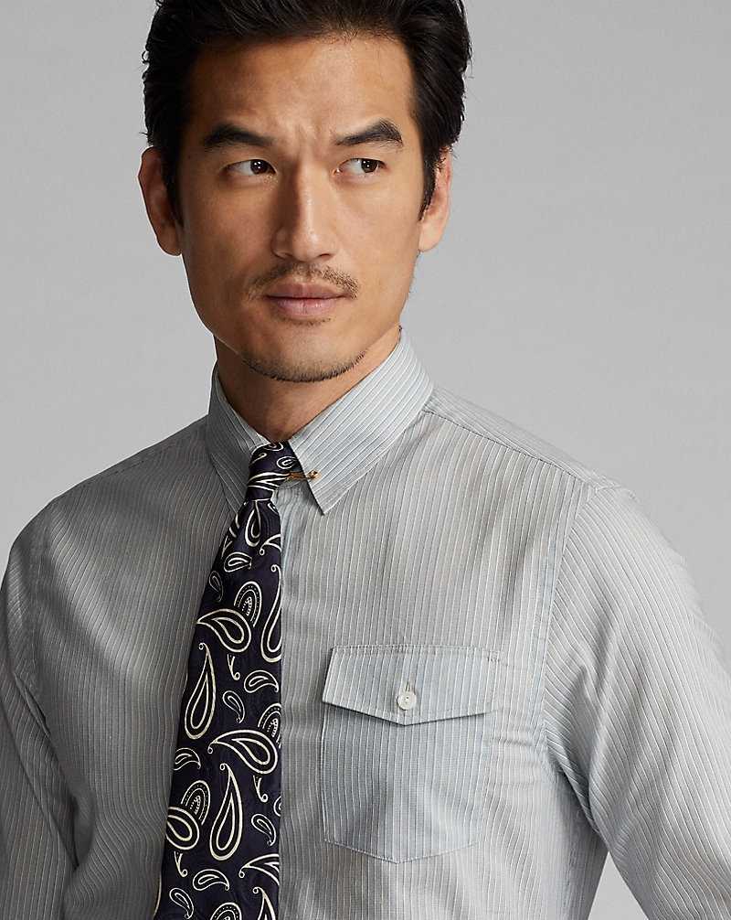 Camisas Formales Ralph Lauren Slim Fit Stripe-Print Woven Hombre Azules | YBZQOLA-54 - vista 5
