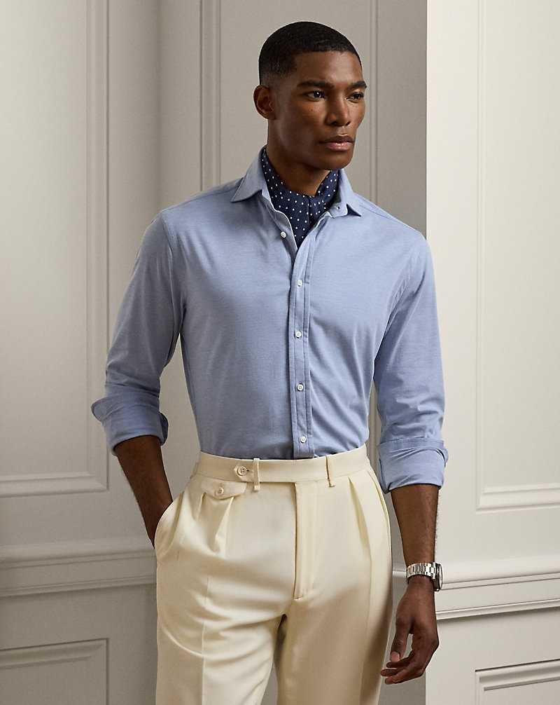 Camisas Formales Ralph Lauren Stretch Jersey Hombre Azules | ZCAMBHU-29 - vista 1