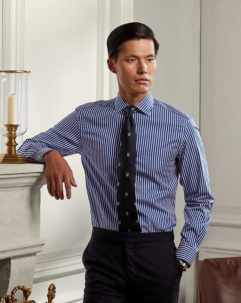 Camisas Formales Ralph Lauren Striped Hombre Azules Oscuro Blancos | KMSOPGD-90 - vista 1