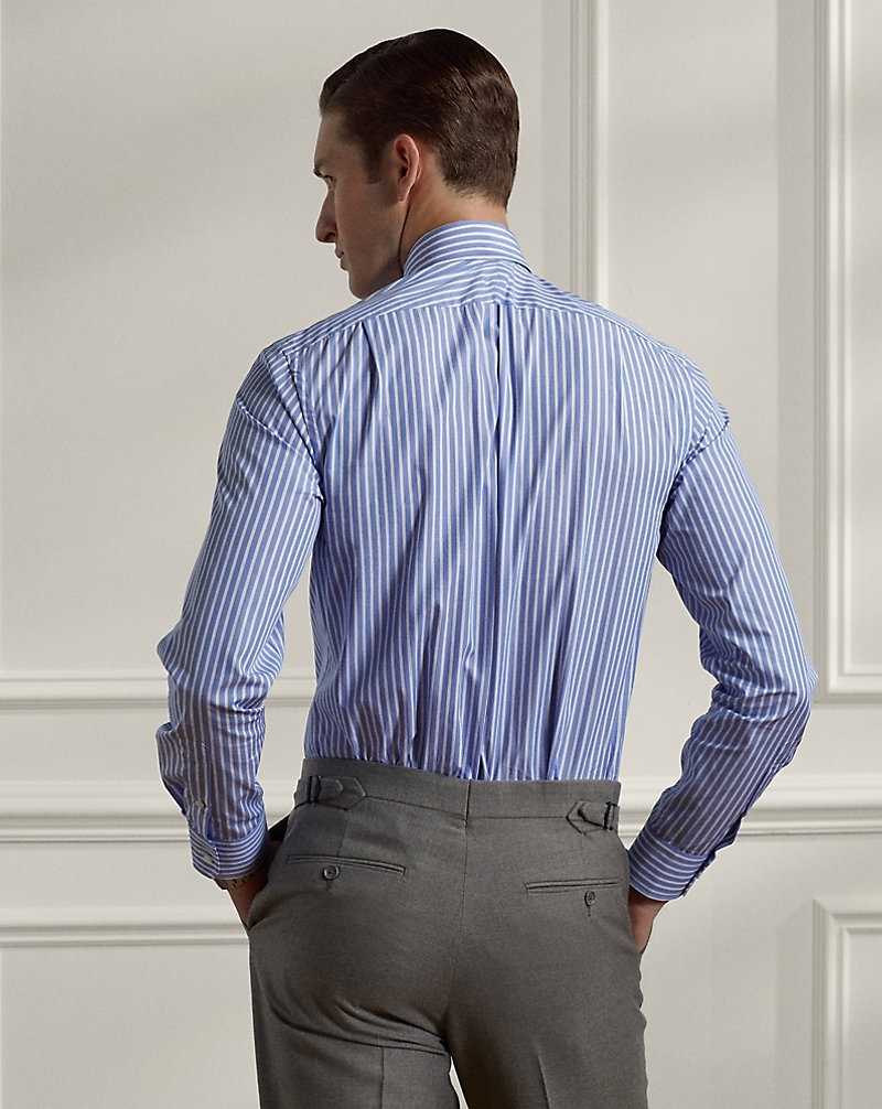 Camisas Formales Ralph Lauren Striped Poplin Hombre Azules Blancos | GHNJZTB-76 - vista 4
