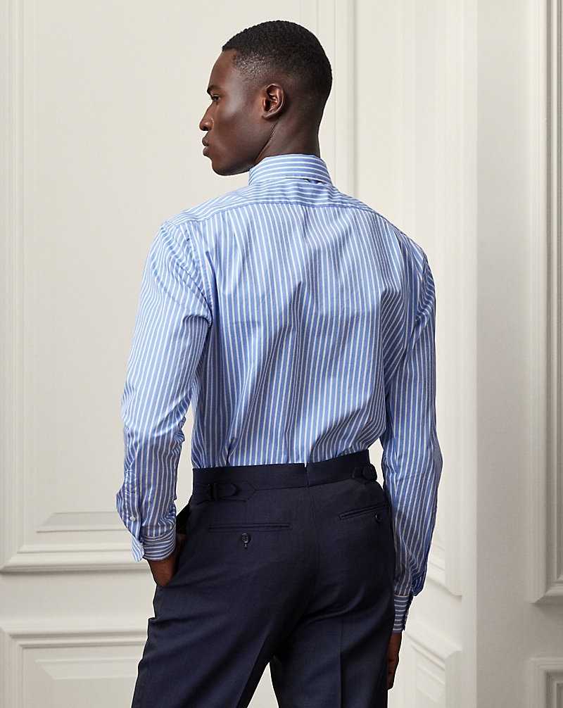 Camisas Formales Ralph Lauren Striped Poplin Hombre Blue/White | FPTGSYV-31 - vista 4