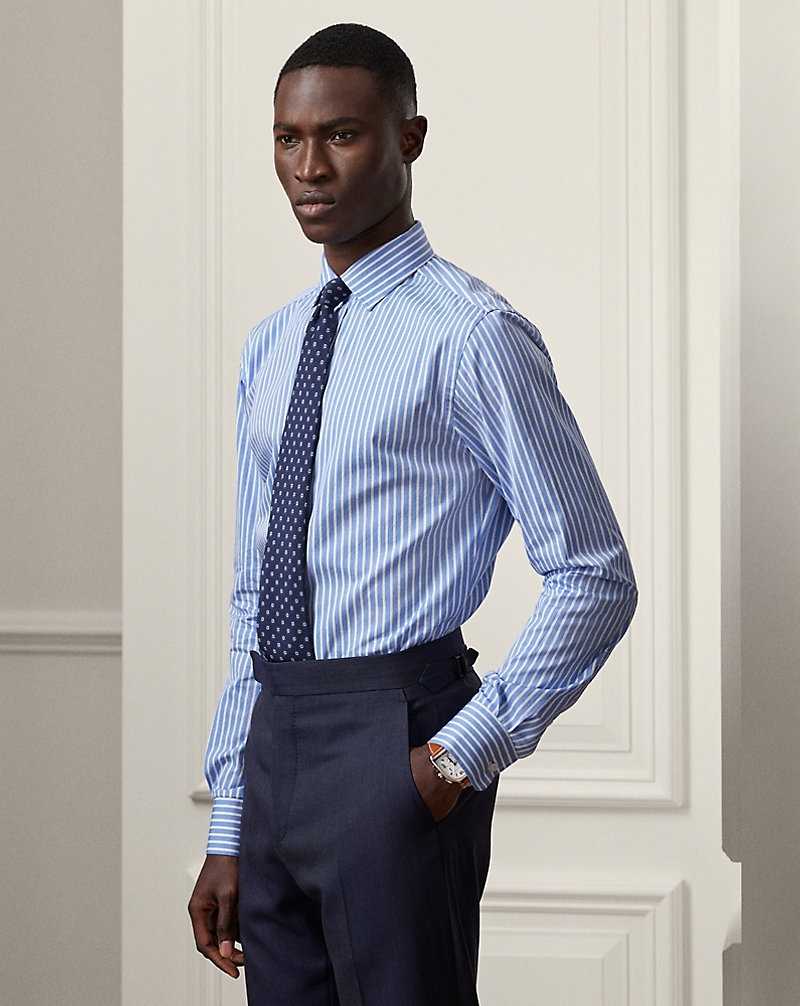 Camisas Formales Ralph Lauren Striped Poplin Hombre Blue/White | FPTGSYV-31 - vista 1