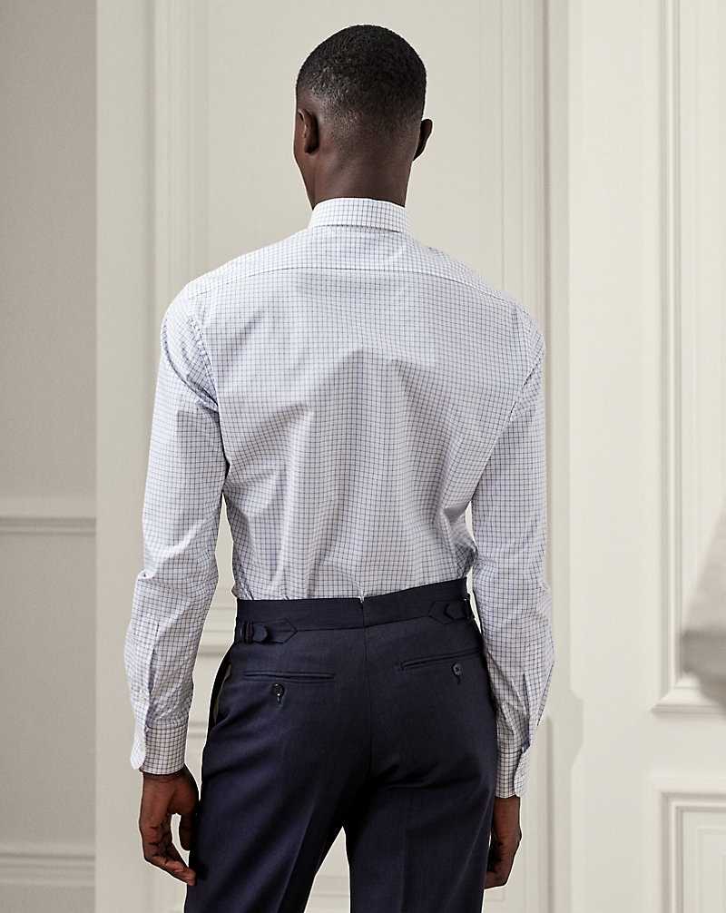 Camisas Formales Ralph Lauren Tattersall Poplin Hombre Azules | JHXAMBQ-03 - vista 4