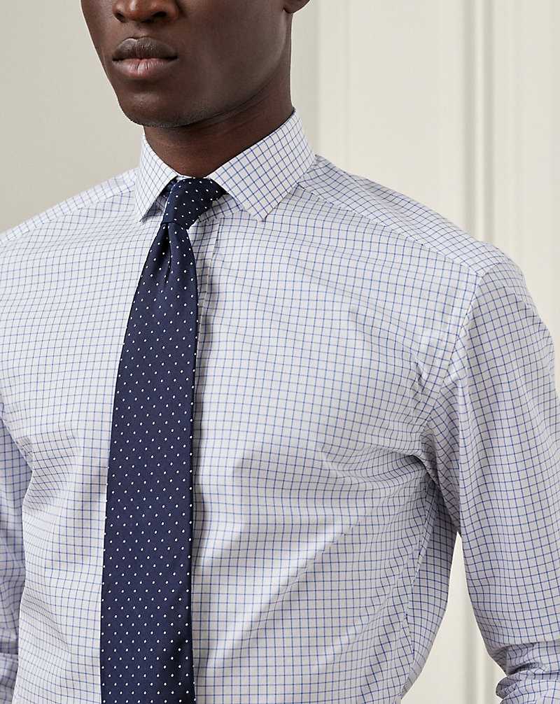Camisas Formales Ralph Lauren Tattersall Poplin Hombre Azules | JHXAMBQ-03 - vista 5