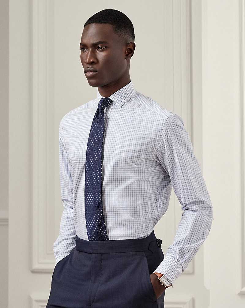 Camisas Formales Ralph Lauren Tattersall Poplin Hombre Azules | JHXAMBQ-03 - vista 1
