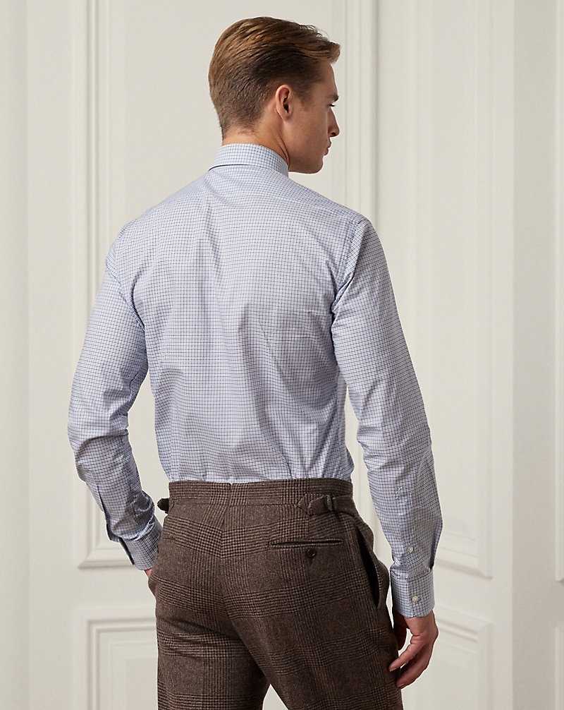 Camisas Formales Ralph Lauren Tattersall Poplin Hombre Azules | HQNETZU-82 - vista 4
