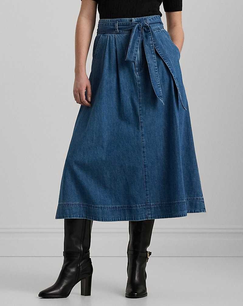 Camisas Ralph Lauren Belted Denim Midi Mujer Azules | MVGUHRB-75 - vista 3