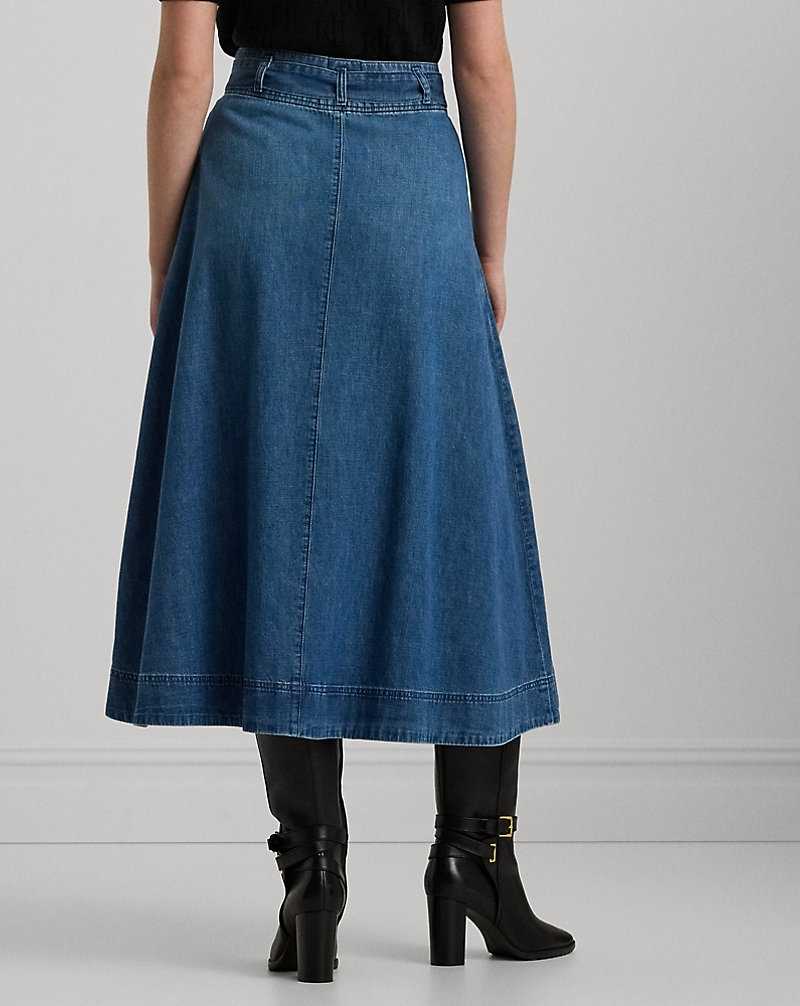 Camisas Ralph Lauren Belted Denim Midi Mujer Azules | MVGUHRB-75 - vista 4