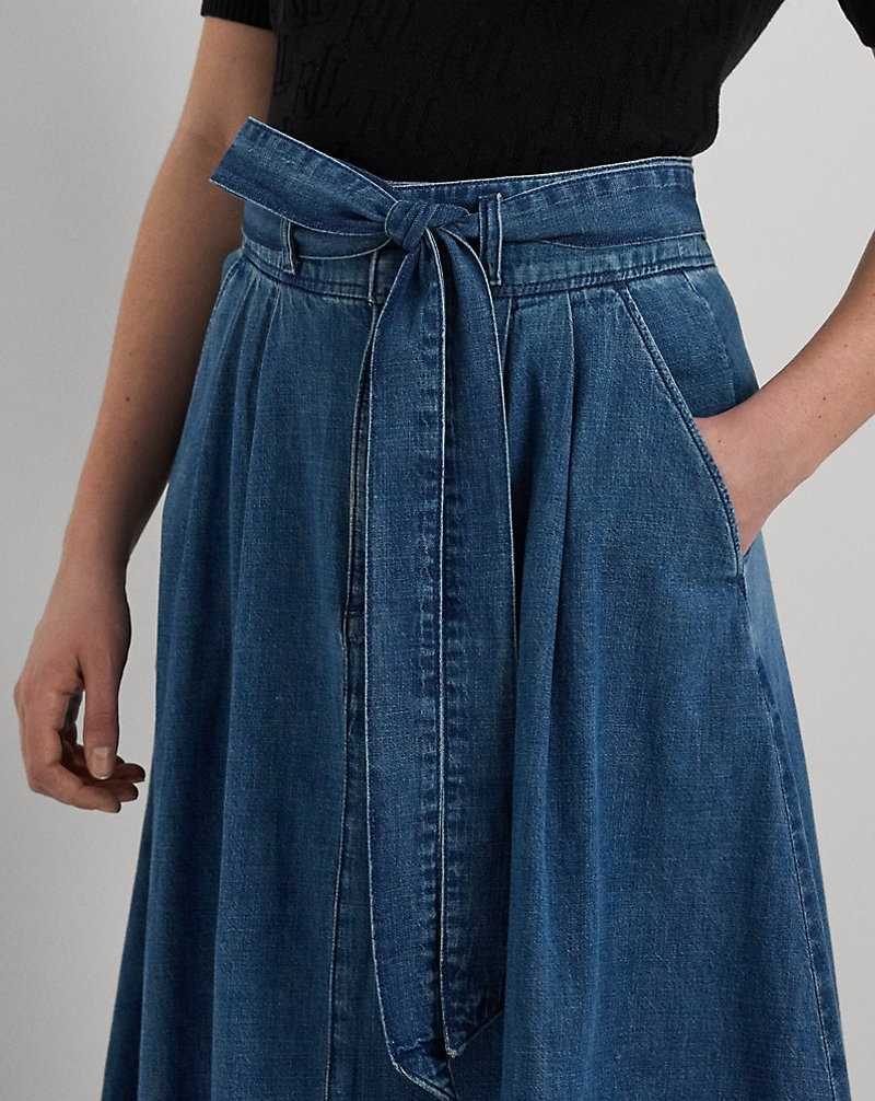 Camisas Ralph Lauren Belted Denim Midi Mujer Azules | MVGUHRB-75 - vista 5