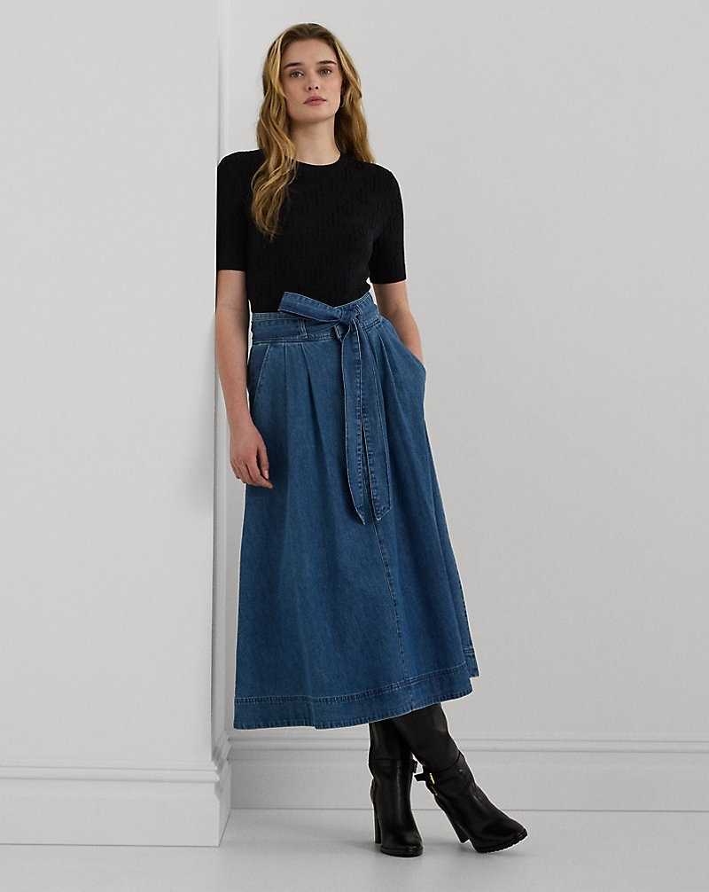 Camisas Ralph Lauren Belted Denim Midi Mujer Azules | MVGUHRB-75 - vista 1