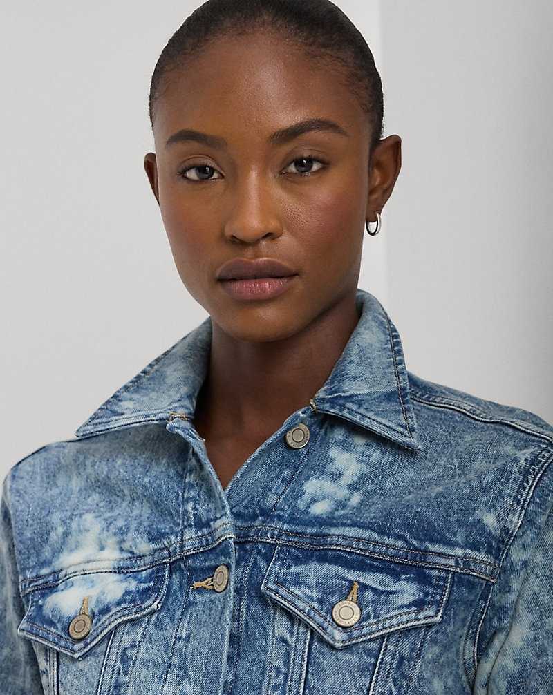 Camisas Ralph Lauren Bleach-Splatter Denim Trucker Mujer Azules | GJIKXRD-08 - vista 5