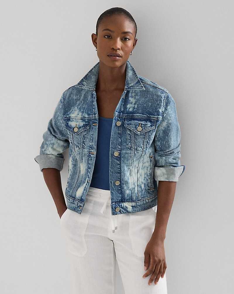 Camisas Ralph Lauren Bleach-Splatter Denim Trucker Mujer Azules | GJIKXRD-08 - vista 1