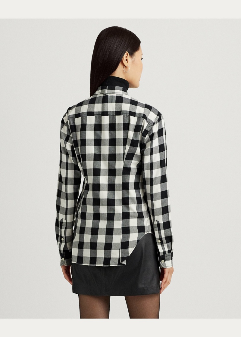 Camisas Buffalo Check Algodon Twill Mujer Negros | BSJH14620 - vista 3