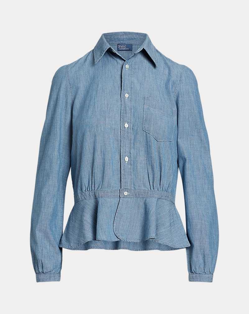 Camisas Ralph Lauren Chambray Peplum Mujer Chambray | WMQXLNE-81 - vista 2