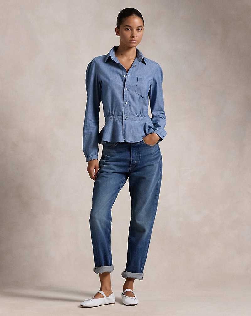 Camisas Ralph Lauren Chambray Peplum Mujer Chambray | WMQXLNE-81 - vista 3