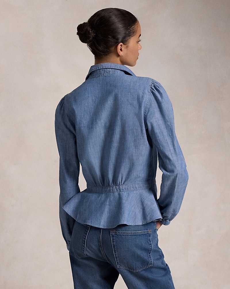 Camisas Ralph Lauren Chambray Peplum Mujer Chambray | WMQXLNE-81 - vista 4