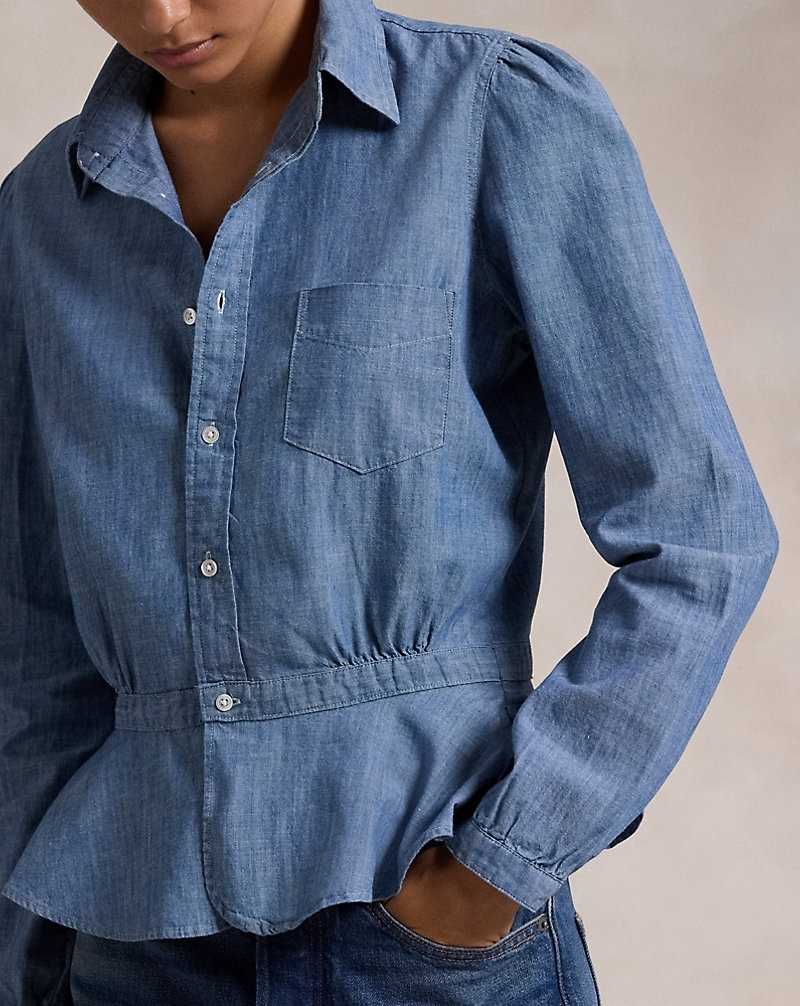 Camisas Ralph Lauren Chambray Peplum Mujer Chambray | WMQXLNE-81 - vista 5