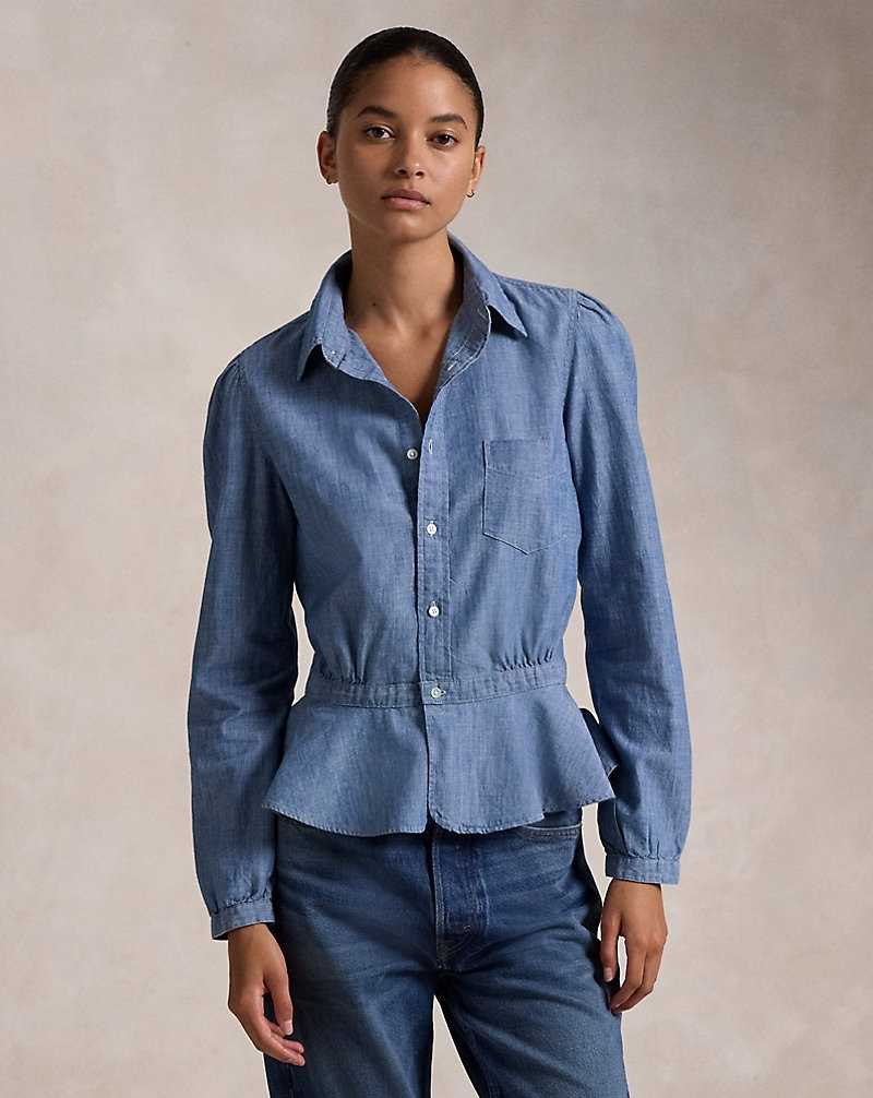 Camisas Ralph Lauren Chambray Peplum Mujer Chambray | WMQXLNE-81 - vista 1