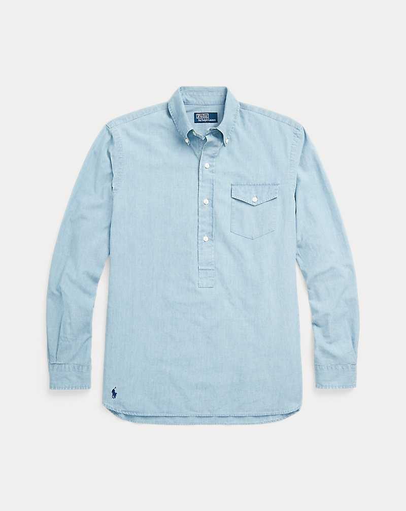 Camisas Ralph Lauren Classic Fit Chambray Popover Hombre Azules Claro | VWHXYMN-83 - vista 2