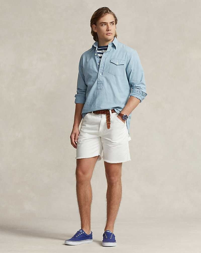 Camisas Ralph Lauren Classic Fit Chambray Popover Hombre Azules Claro | VWHXYMN-83 - vista 3