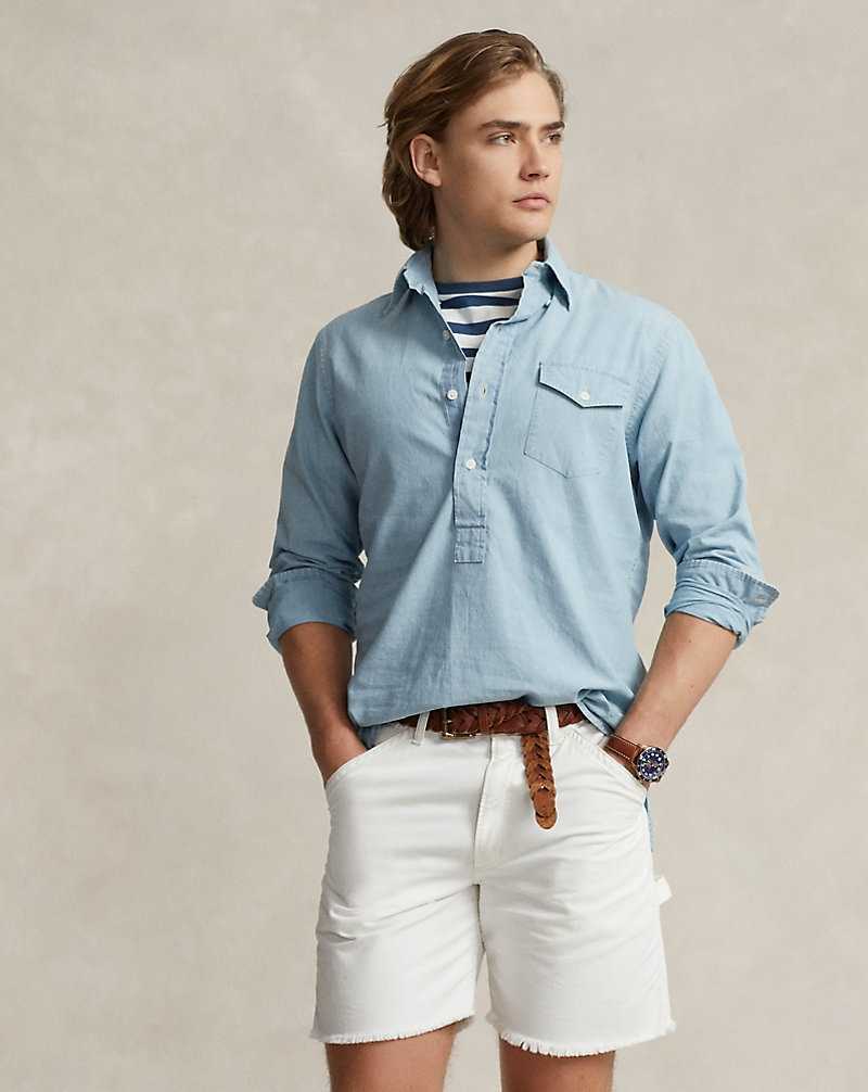 Camisas Ralph Lauren Classic Fit Chambray Popover Hombre Azules Claro | VWHXYMN-83 - vista 1