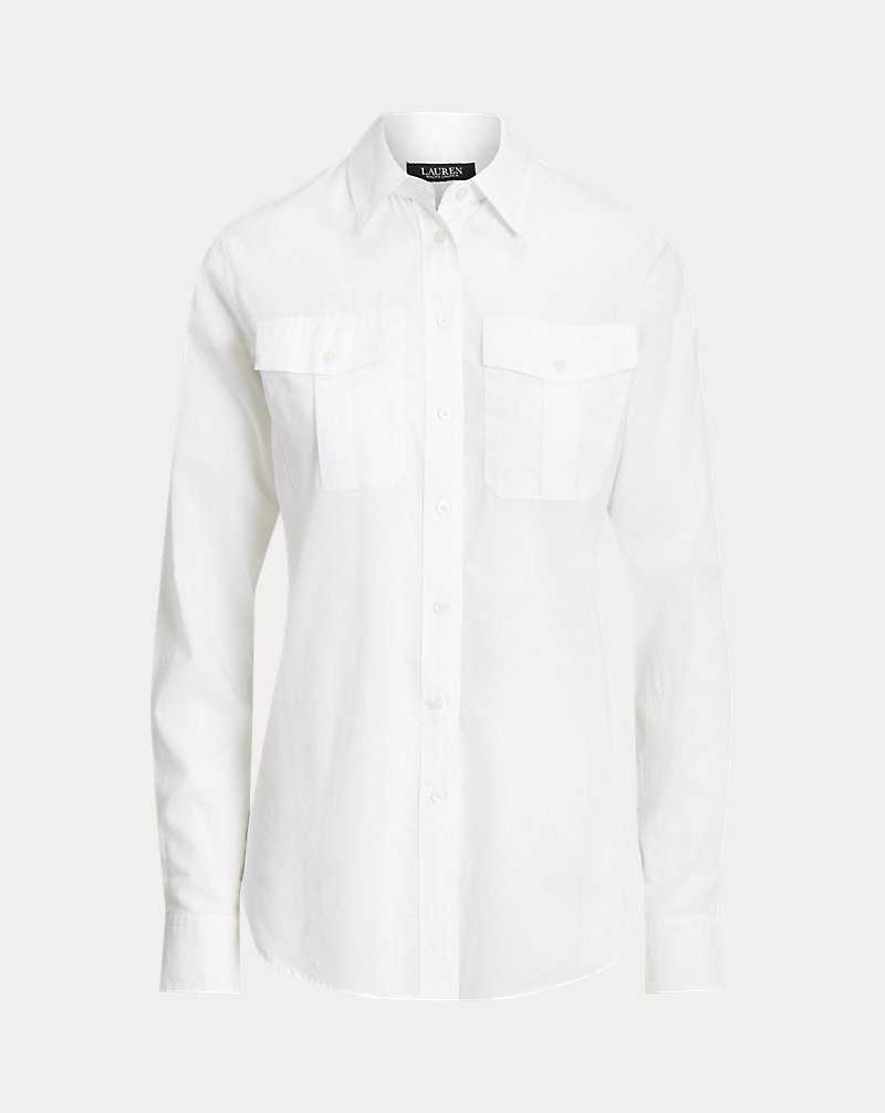Camisas Ralph Lauren Classic Fit Cotton Voile Mujer Blancos | HXWNUZF-10 - vista 2