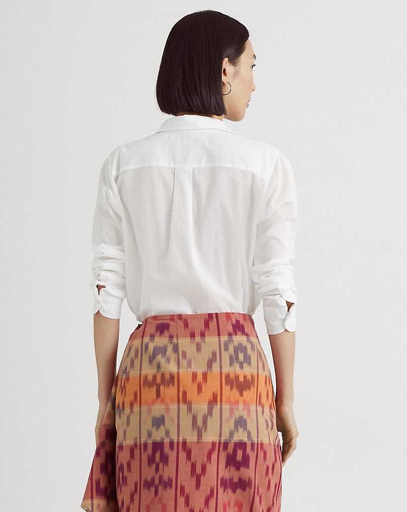 Camisas Ralph Lauren Classic Fit Cotton Voile Mujer Blancos | HXWNUZF-10 - vista 4