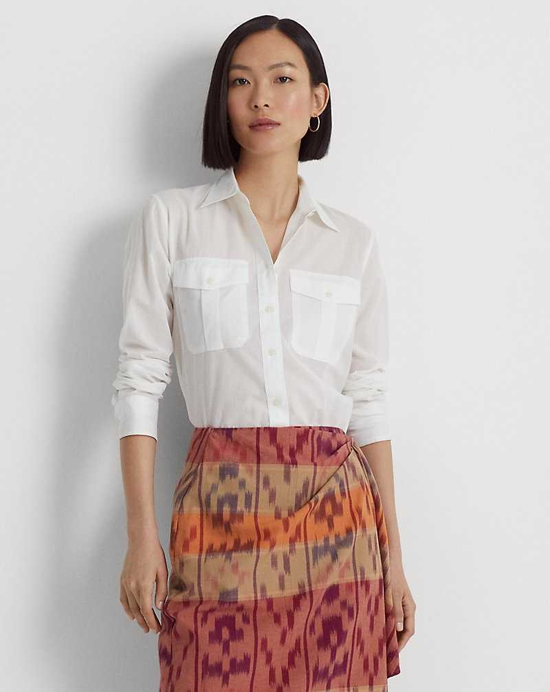 Camisas Ralph Lauren Classic Fit Cotton Voile Mujer Blancos | HXWNUZF-10 - vista 1