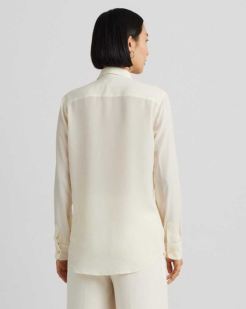 Camisas Ralph Lauren Classic Fit Crepe Mujer Creme | ZEJTXNI-53 - vista 4