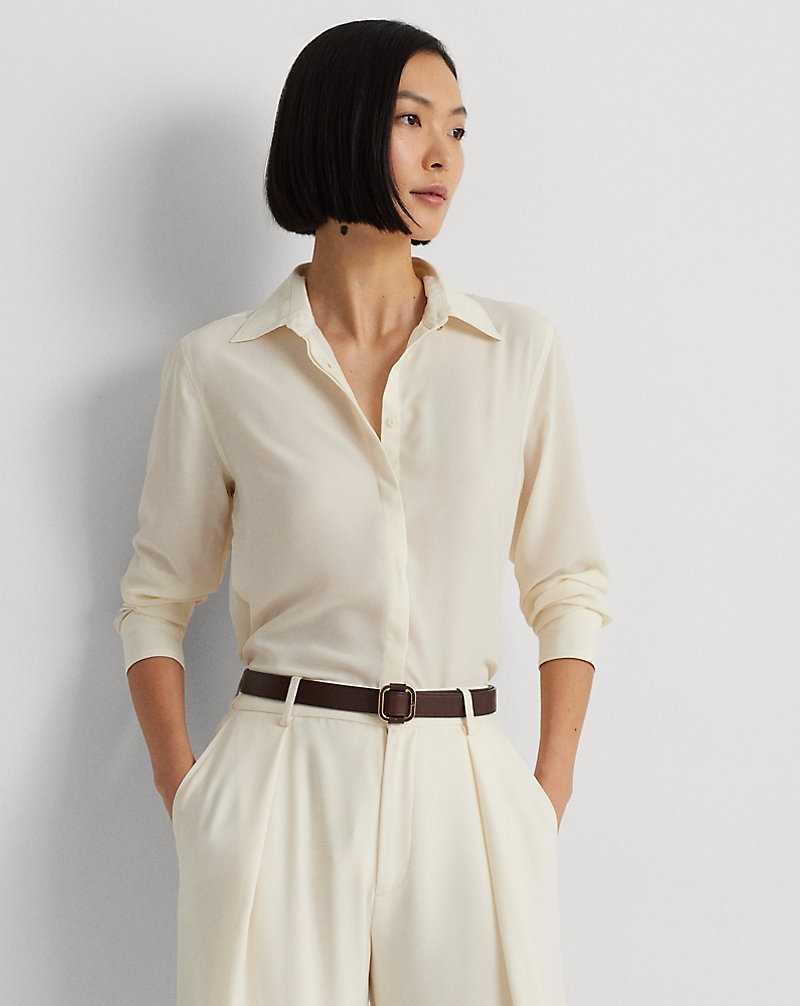 Camisas Ralph Lauren Classic Fit Crepe Mujer Creme | ZEJTXNI-53 - vista 1