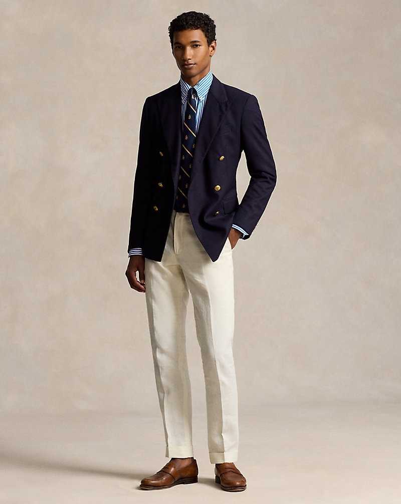 Camisas Ralph Lauren Classic Fit Crest Striped Poplin Hombre White/Blue | RIQJEMP-50 - vista 2