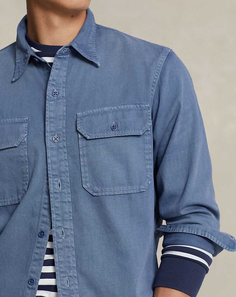 Camisas Ralph Lauren Classic Fit Denim Workshirt Hombre Azules | RJFQSKY-57 - vista 5