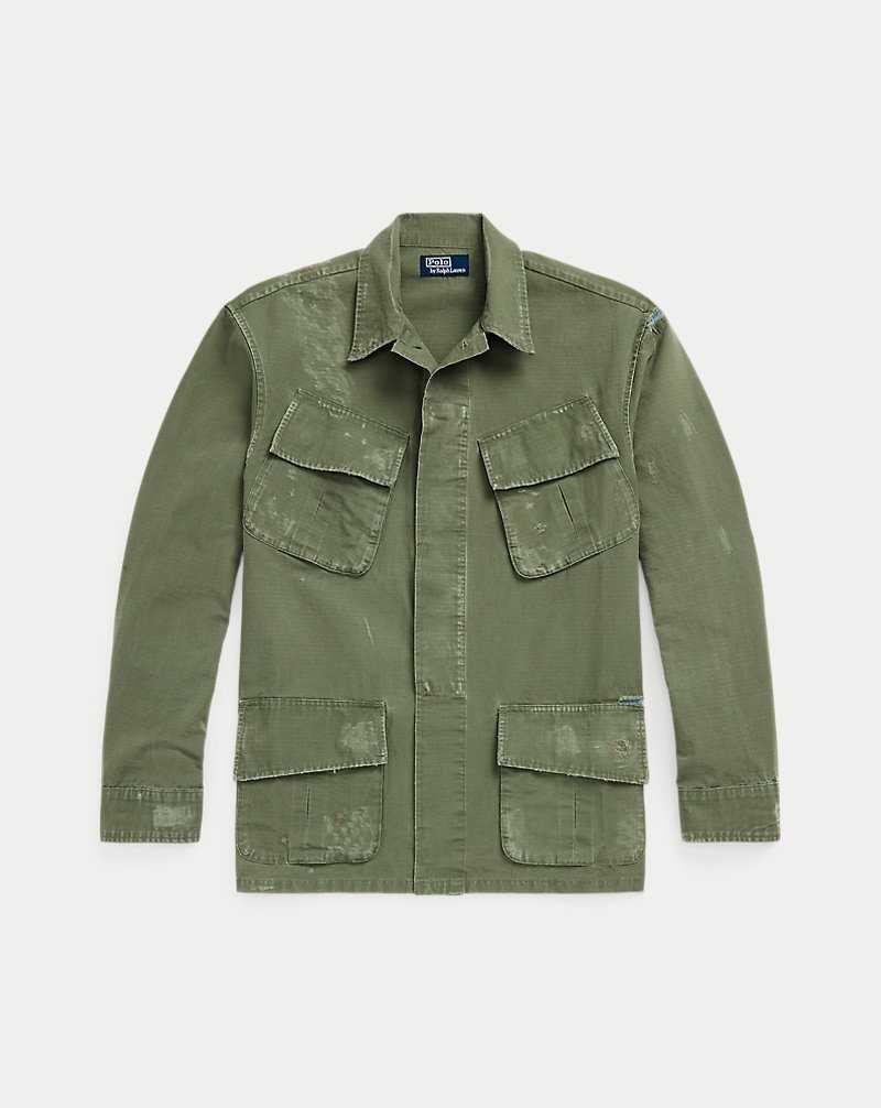 Camisas Ralph Lauren Classic Fit Distressed Ripstop Hombre Verde Oliva | CZWKAOU-36 - vista 2