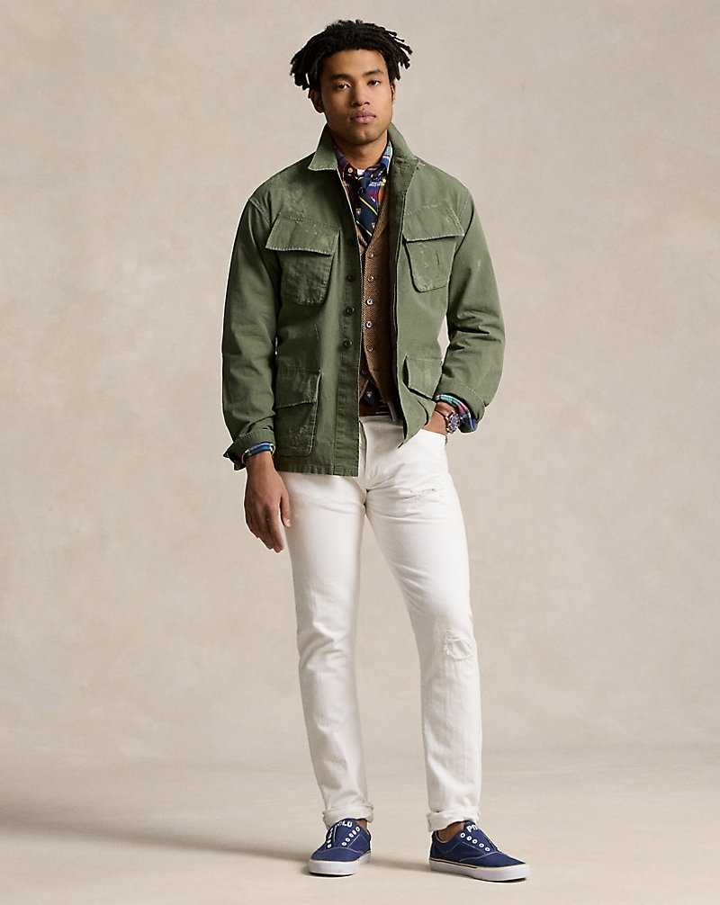 Camisas Ralph Lauren Classic Fit Distressed Ripstop Hombre Verde Oliva | CZWKAOU-36 - vista 3