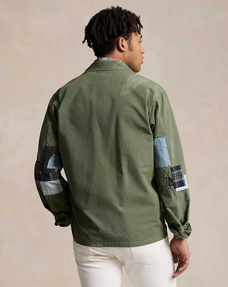 Camisas Ralph Lauren Classic Fit Distressed Ripstop Hombre Verde Oliva | CZWKAOU-36 - vista 4