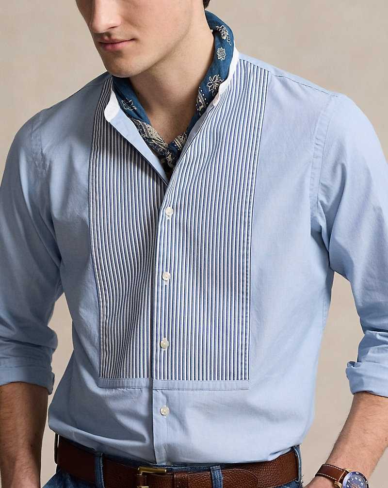 Camisas Ralph Lauren Classic Fit End-on-End Bib Hombre Azules | MEKPAVN-65 - vista 5