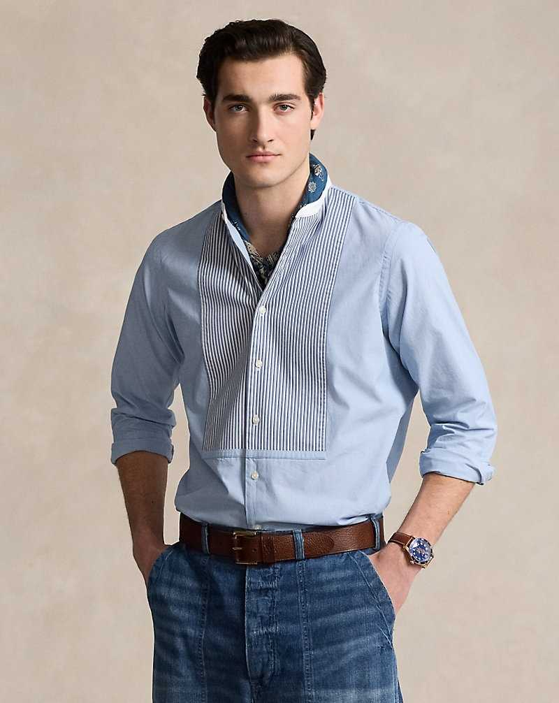 Camisas Ralph Lauren Classic Fit End-on-End Bib Hombre Azules | MEKPAVN-65 - vista 1