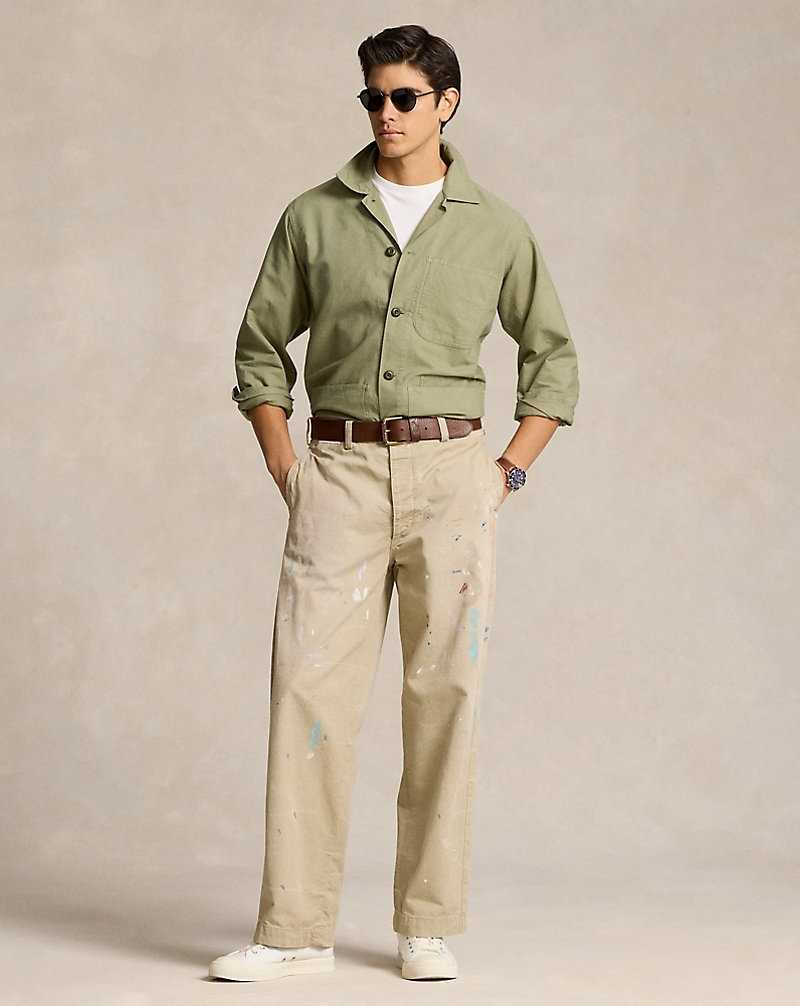 Camisas Ralph Lauren Classic Fit Garment-Dyed Oxford Hombre Verdes | ZQJKEPL-92 - vista 3